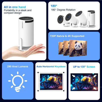 AuraBeam™ Mini Room Projector – Portable HD Home Theater